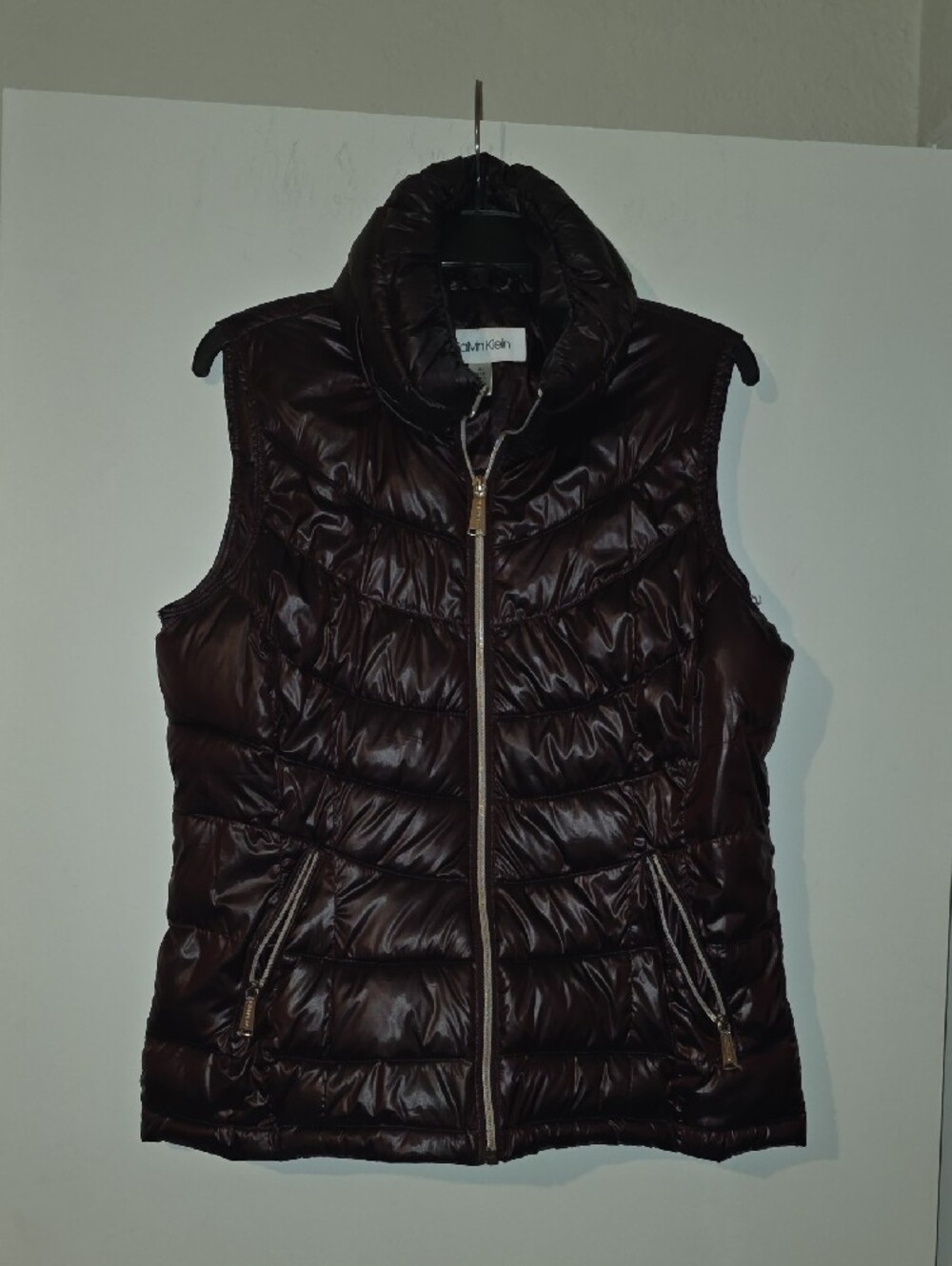 Calvin Klein Women's Quilted Puffer Vest in Deep Brown